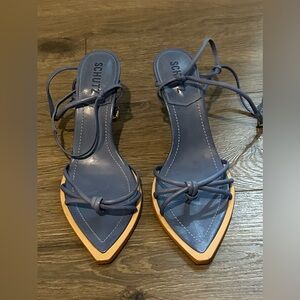 NEVER WORN!!!! Schutz blue low heeled sandals. Still have the dust bag. Size 7.